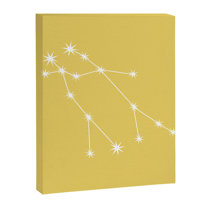 Gemini Zodiac Star Constellation Line Art Soft Yellow Canvas Print Gallery Image 1