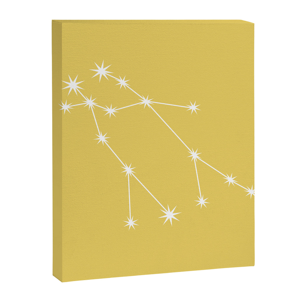 Gemini Zodiac Star Constellation Line Art Soft Yellow Canvas Print Gallery Image 8