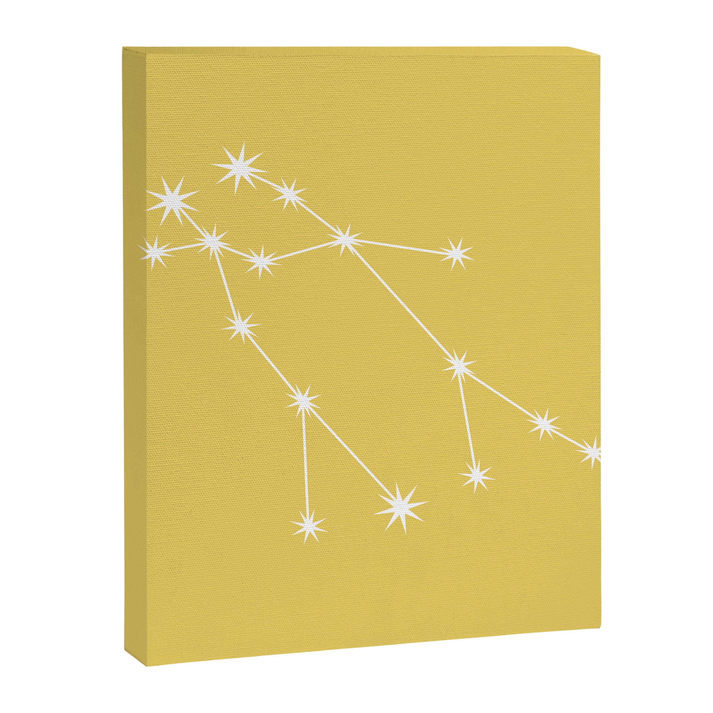 Gemini Zodiac Star Constellation Line Art Soft Yellow Canvas Print Gallery Image 8