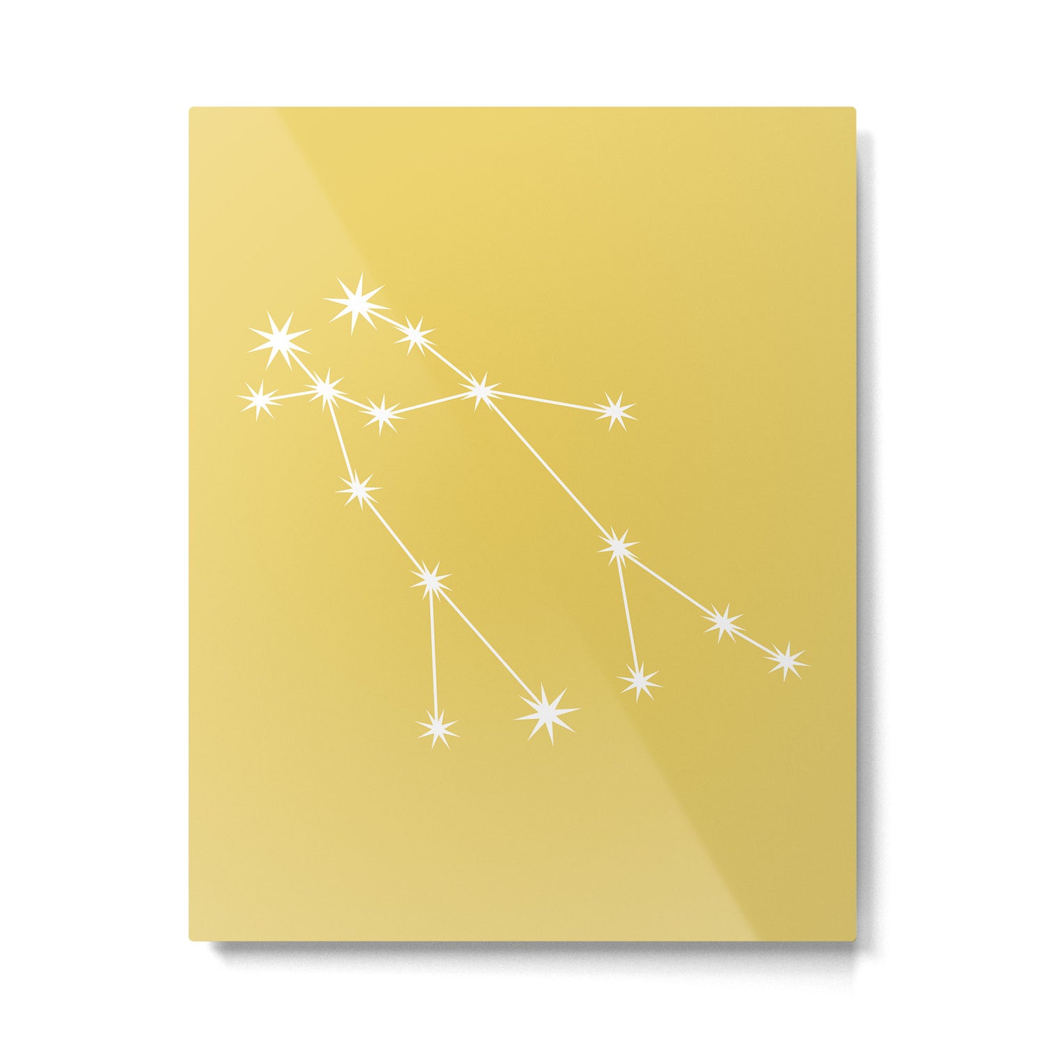 Gemini Zodiac Star Constellation Line Art Soft Yellow Metal Print Gallery Image 6