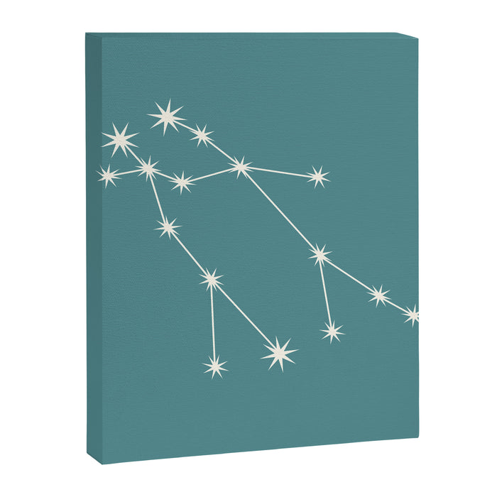Gemini Zodiac Star Constellation Line Art Teal Canvas Print Gallery Image 1