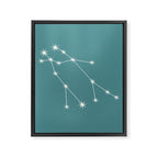 Gemini Zodiac Star Constellation Line Art Teal Framed Canvas Print Gallery Image 8