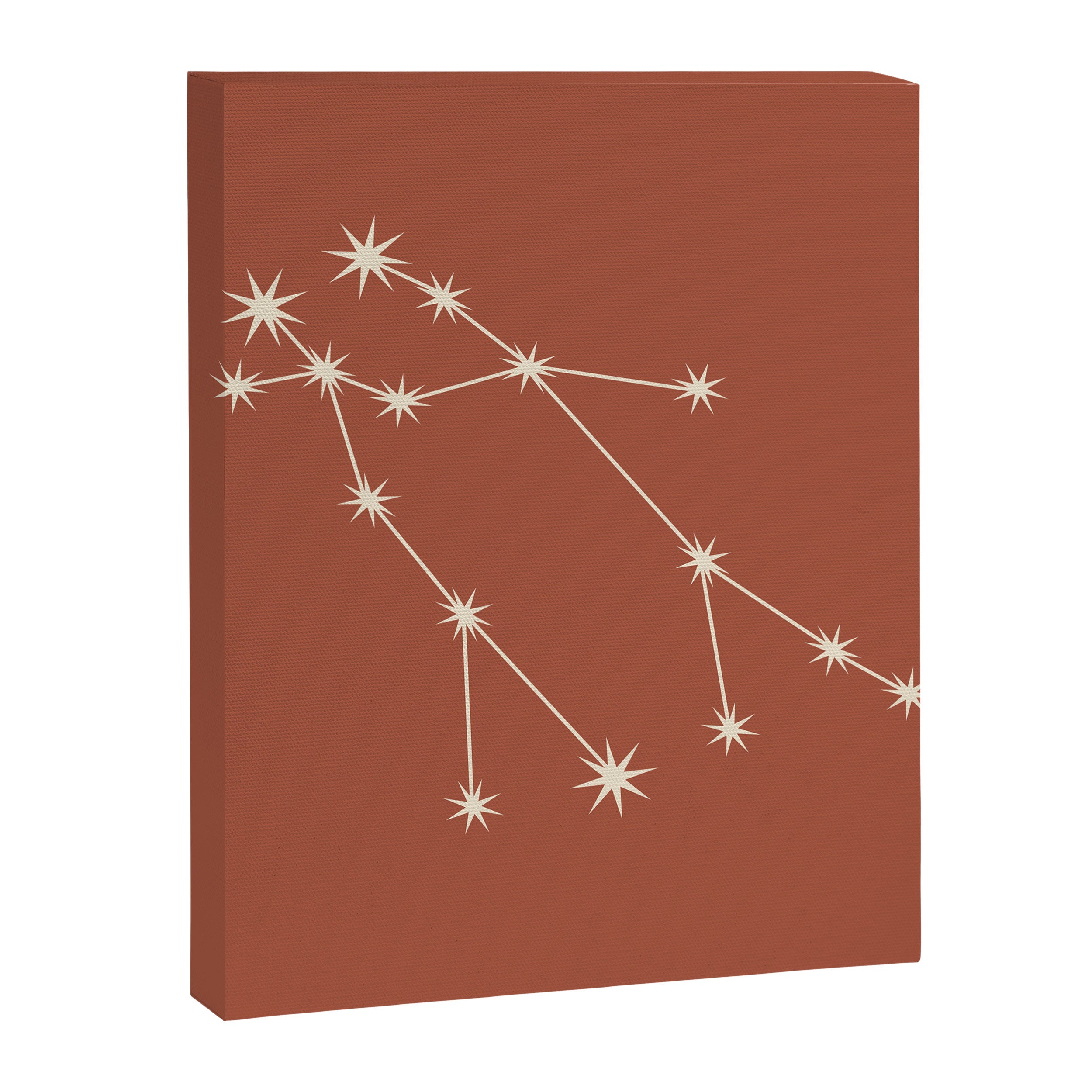 Gemini Zodiac Star Constellation Line Art Terracotta Red Canvas Print Gallery Image 8