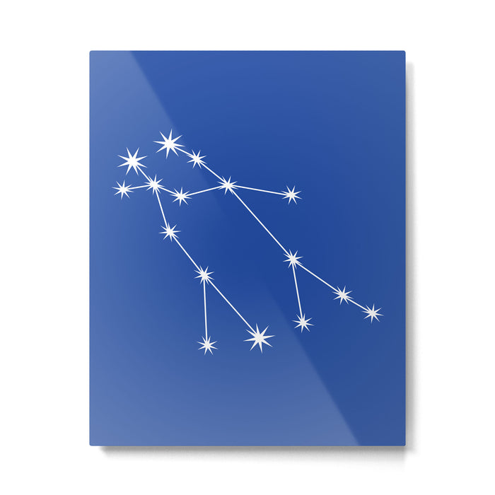 Gemini Zodiac Star Constellation Line Art Vibrant Blue Metal Print Gallery Image 1