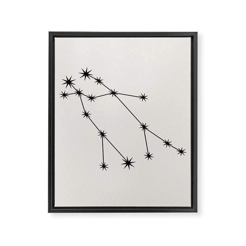 Gemini Zodiac Star Constellation Line Art White Framed Canvas Print Gallery Image 8
