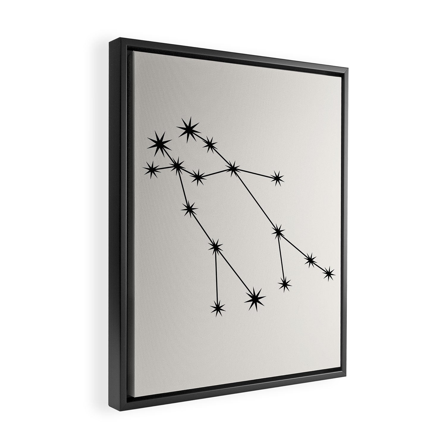 Gemini Zodiac Star Constellation Line Art White Framed Canvas Print Gallery Image 2