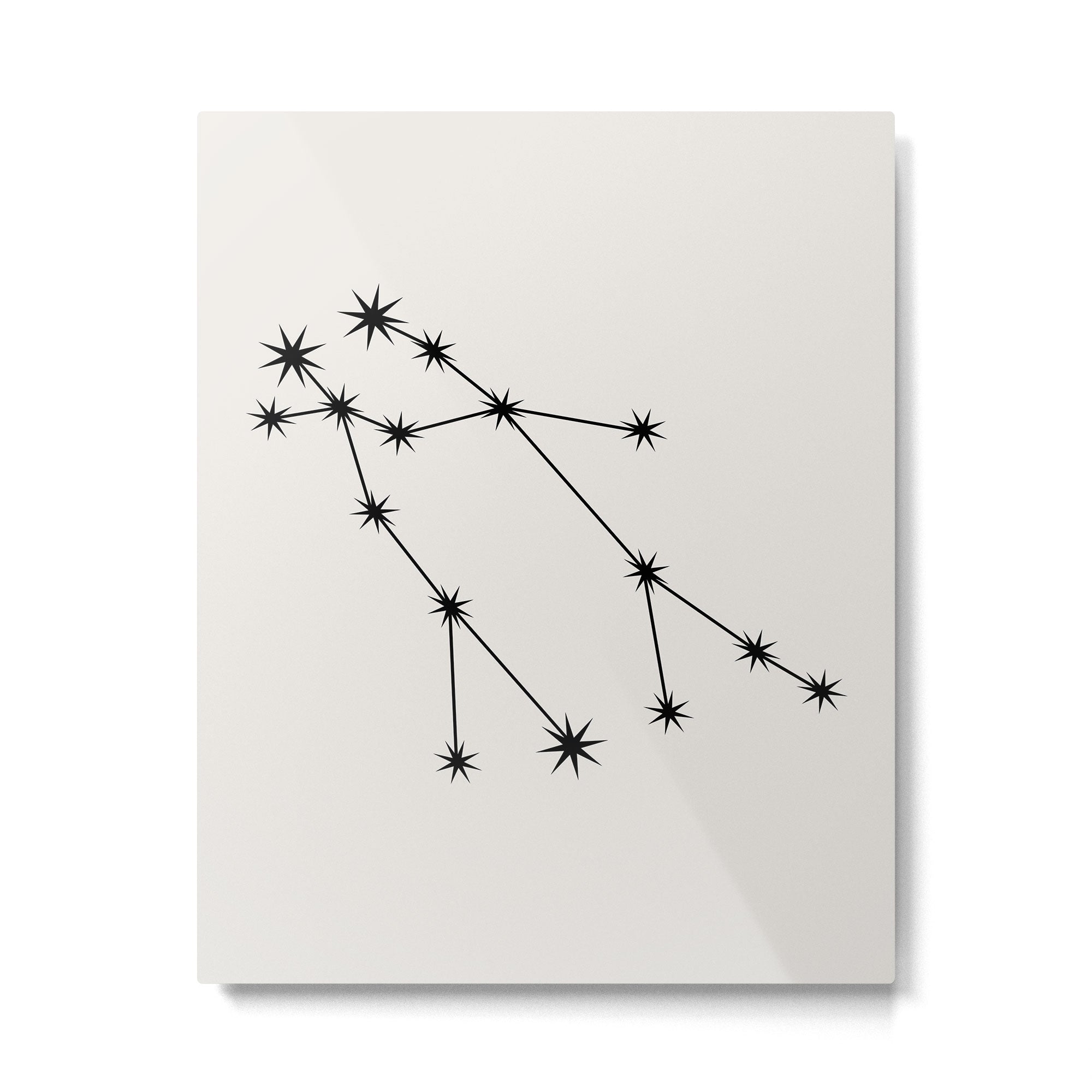 Gemini Zodiac Star Constellation Line Art White Metal Print Gallery Image 6