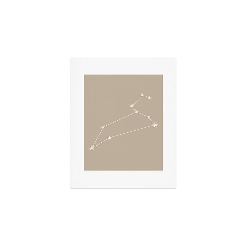 Leo Zodiac Star Constellation Line Art Beige Art Print Gallery Image 1