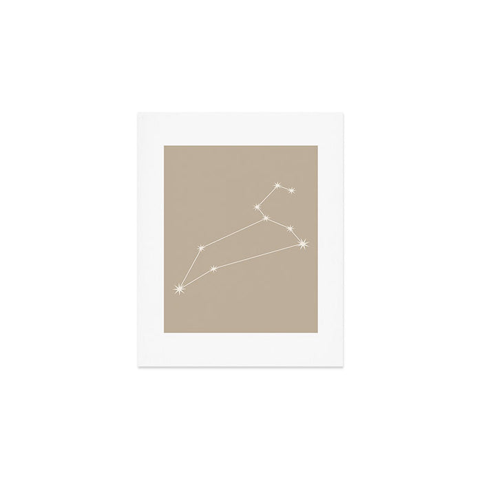 Leo Zodiac Star Constellation Line Art Beige Art Print Gallery Image 1