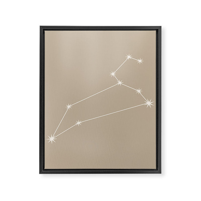 Leo Zodiac Star Constellation Line Art Beige Framed Canvas Print Gallery Image 8
