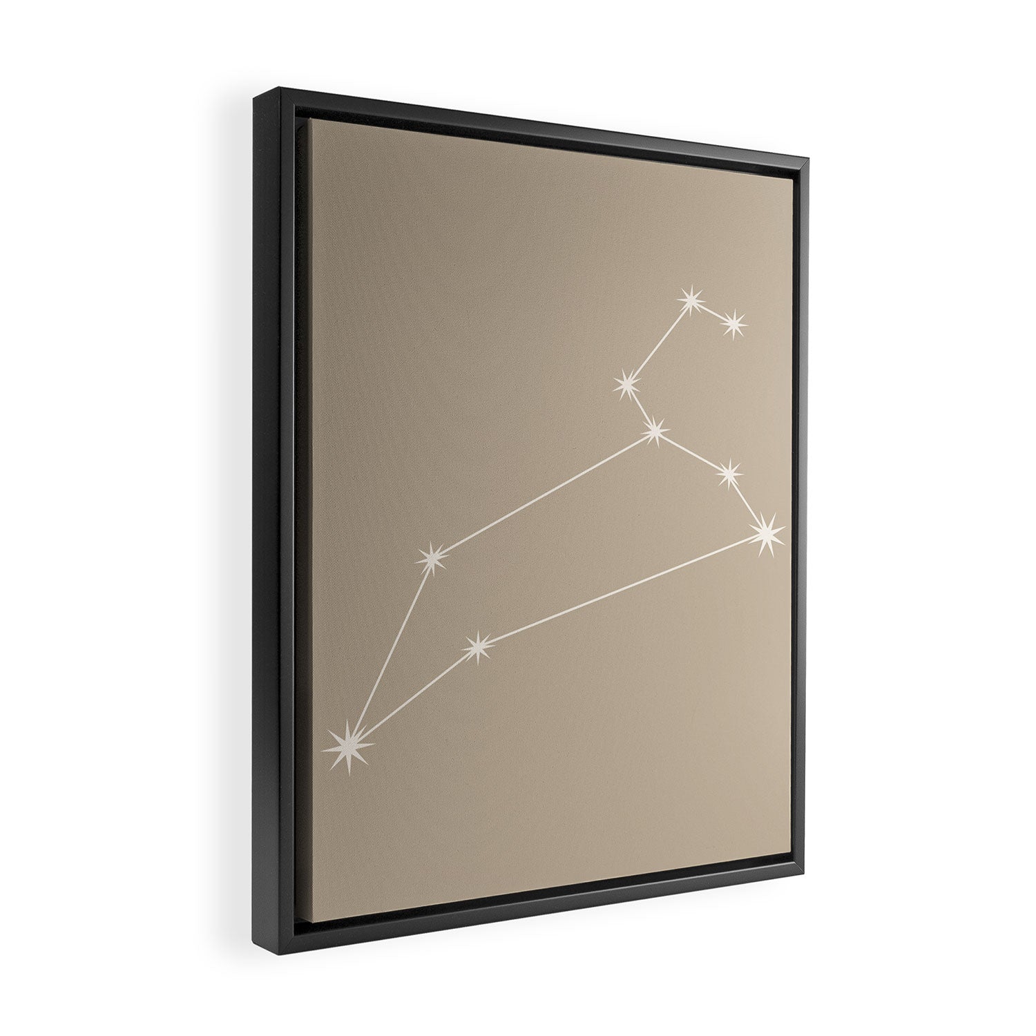 Leo Zodiac Star Constellation Line Art Beige Framed Canvas Print Gallery Image 2