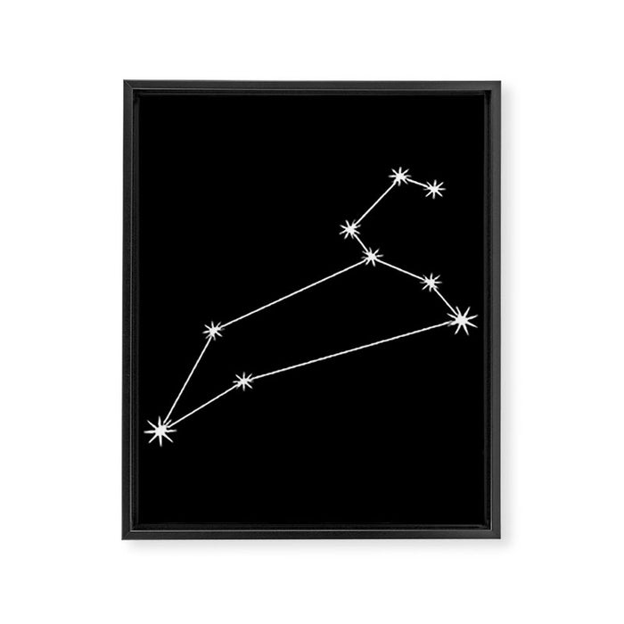 Leo Zodiac Star Constellation Line Art Black Framed Canvas Print Gallery Image 1