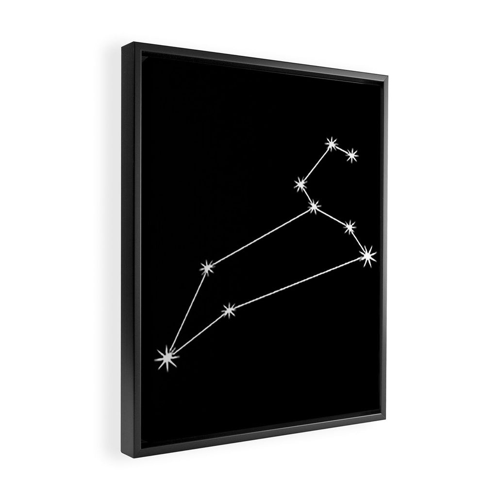 Leo Zodiac Star Constellation Line Art Black Framed Canvas Print Gallery Image 2