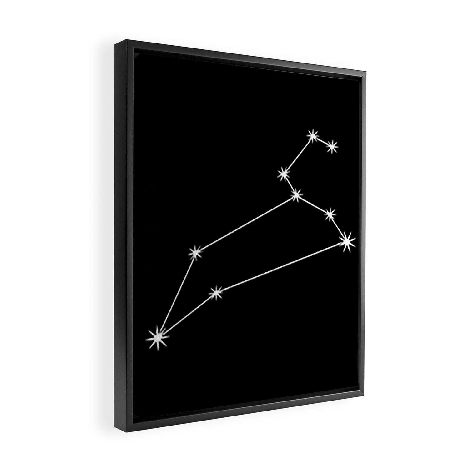 Leo Zodiac Star Constellation Line Art Black Framed Canvas Print Gallery Image 2