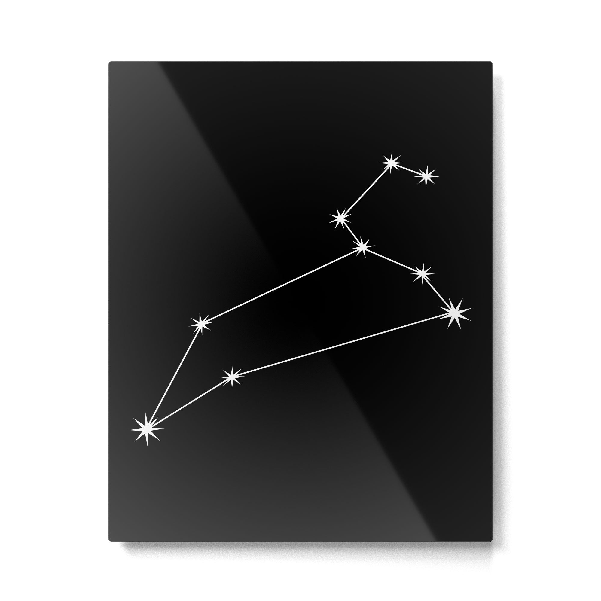 Leo Zodiac Star Constellation Line Art Black Metal Print Gallery Image 6