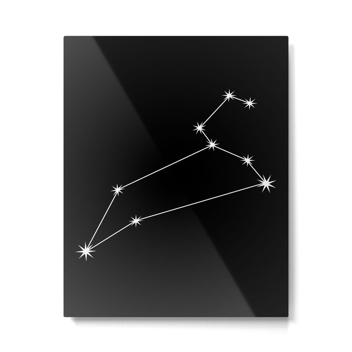 Leo Zodiac Star Constellation Line Art Black Metal Print Gallery Image 1