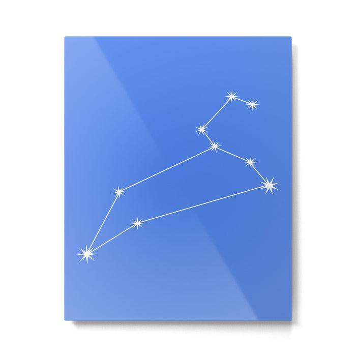 Leo Zodiac Star Constellation Line Art Bright Blue Metal Print Gallery Image 1