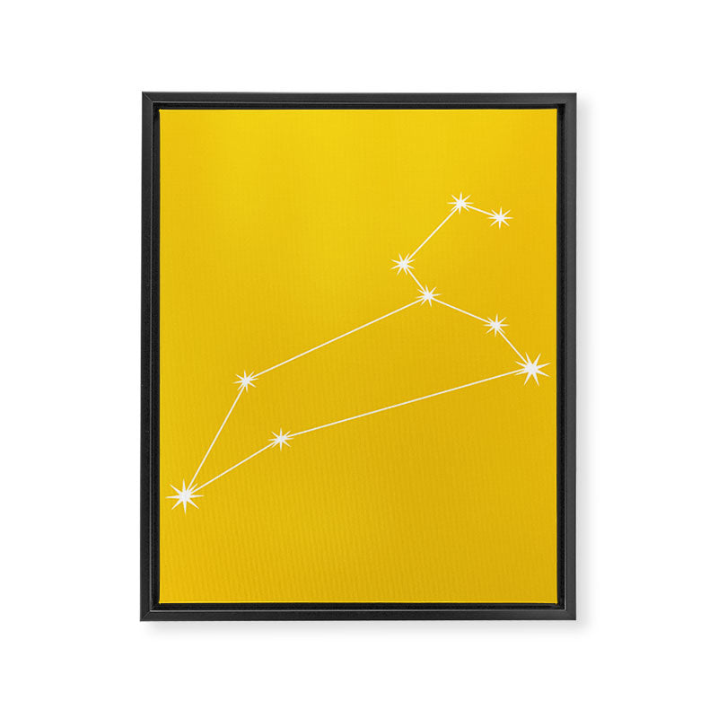 Leo Zodiac Star Constellation Line Art Bright Yellow Framed Canvas Print Gallery Image 8