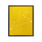 Leo Zodiac Star Constellation Line Art Bright Yellow Framed Canvas Print Gallery Image 8