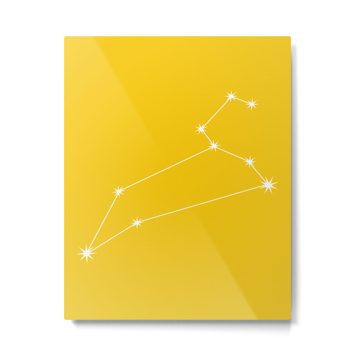 Leo Zodiac Star Constellation Line Art Bright Yellow Metal Print Gallery Image 6