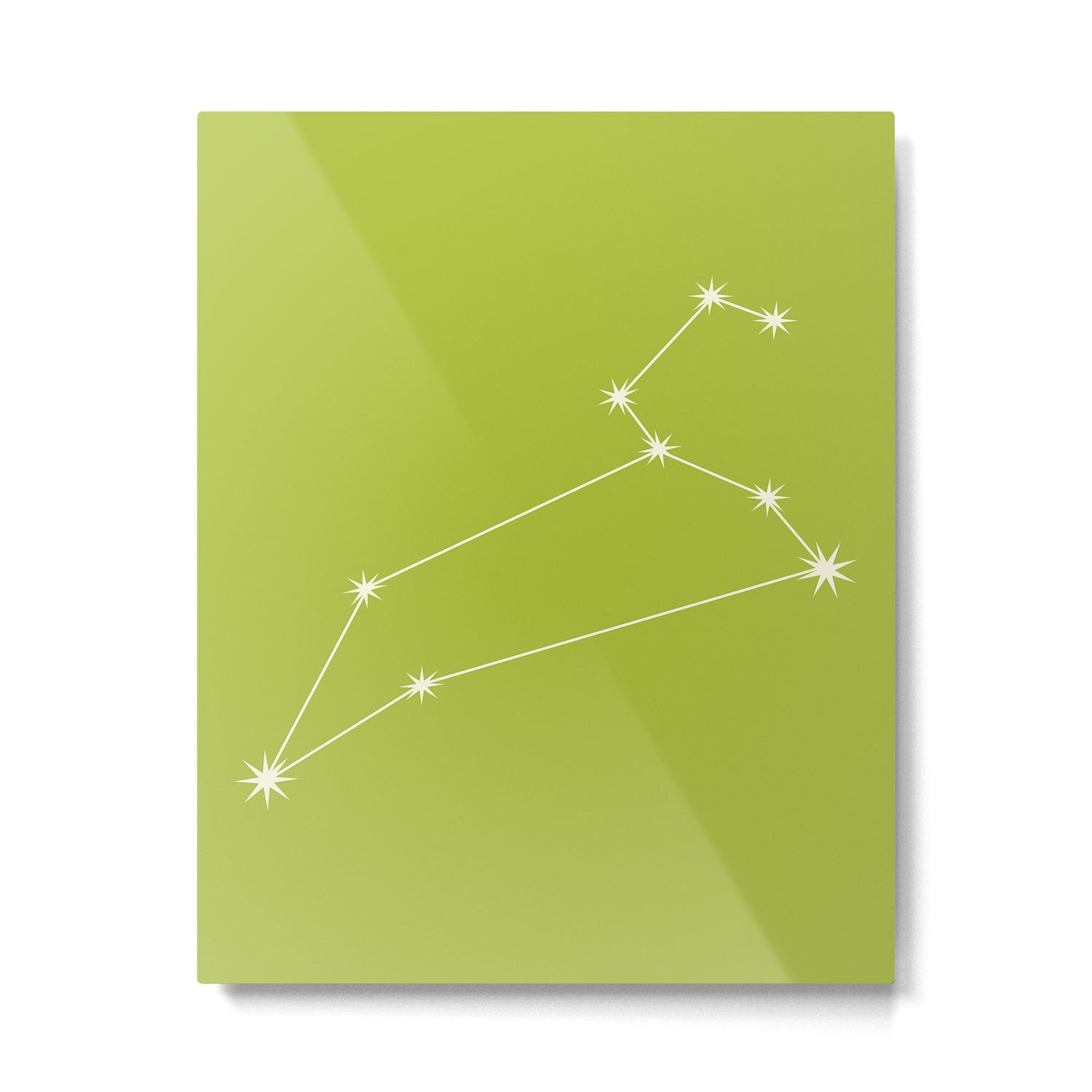 Leo Zodiac Star Constellation Line Art Chartreuse Green Metal Print Gallery Image 6
