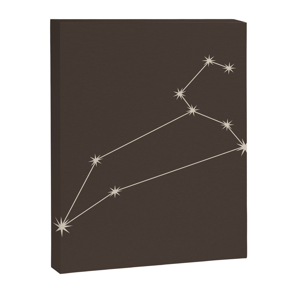 Leo Zodiac Star Constellation Line Art Coffee Brown Canvas Print Gallery Image 8