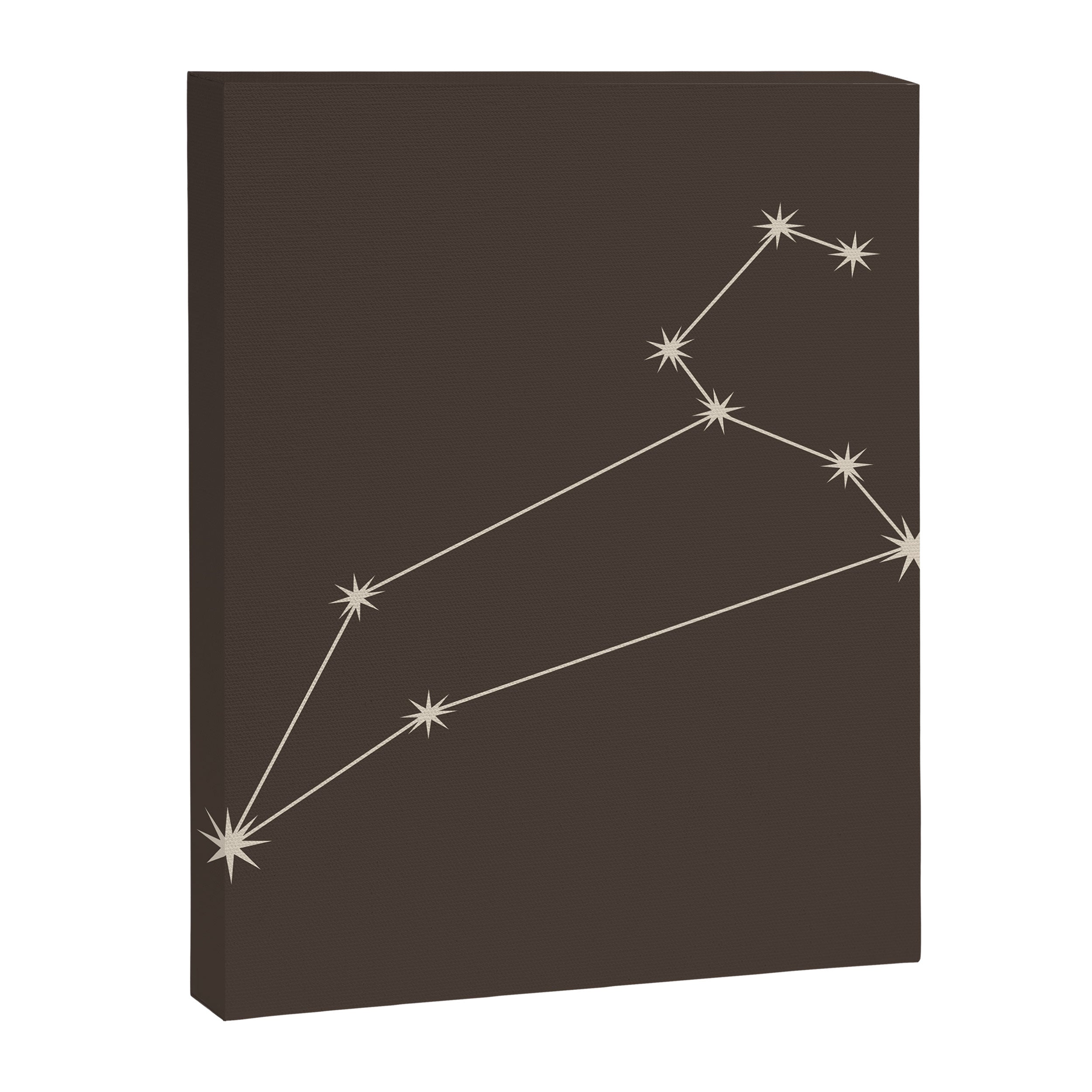 Leo Zodiac Star Constellation Line Art Coffee Brown Canvas Print Gallery Image 8