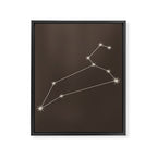 Leo Zodiac Star Constellation Line Art Coffee Brown Framed Canvas Print Gallery Image 8