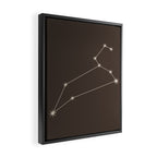 Leo Zodiac Star Constellation Line Art Coffee Brown Framed Canvas Print Gallery Image 2
