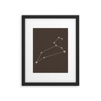 Leo Zodiac Star Constellation Line Art Coffee Brown Framed Art Print Gallery Image 6