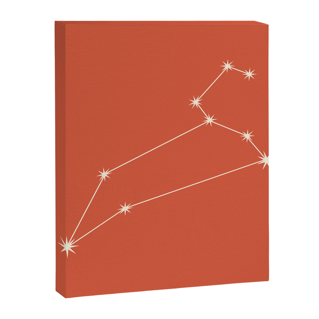 Leo Zodiac Star Constellation Line Art Coral Red Canvas Print Gallery Image 8