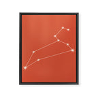 Leo Zodiac Star Constellation Line Art Coral Red Framed Canvas Print Gallery Image 8