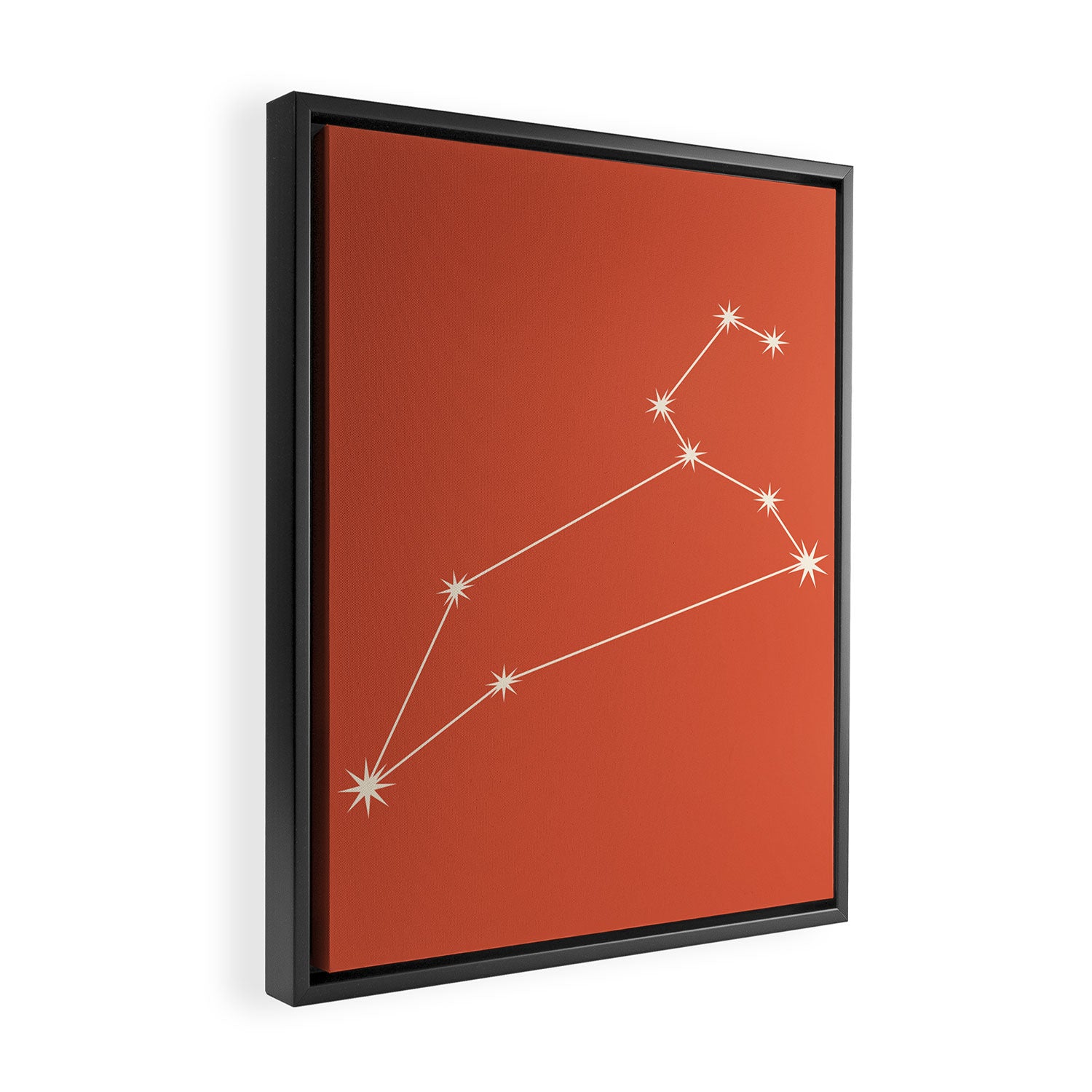 Leo Zodiac Star Constellation Line Art Coral Red Framed Canvas Print Gallery Image 2
