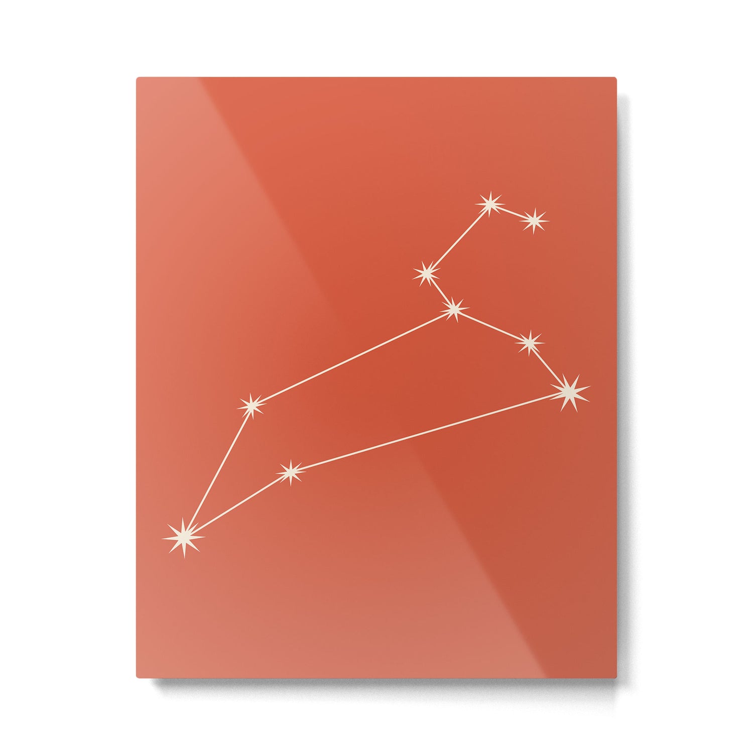 Leo Zodiac Star Constellation Line Art Coral Red Metal Print Gallery Image 6