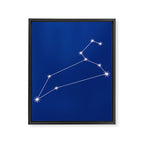 Leo Zodiac Star Constellation Line Art Dark Blue Framed Canvas Print Gallery Image 8