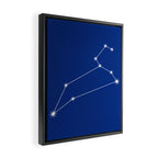 Leo Zodiac Star Constellation Line Art Dark Blue Framed Canvas Print Gallery Image 2