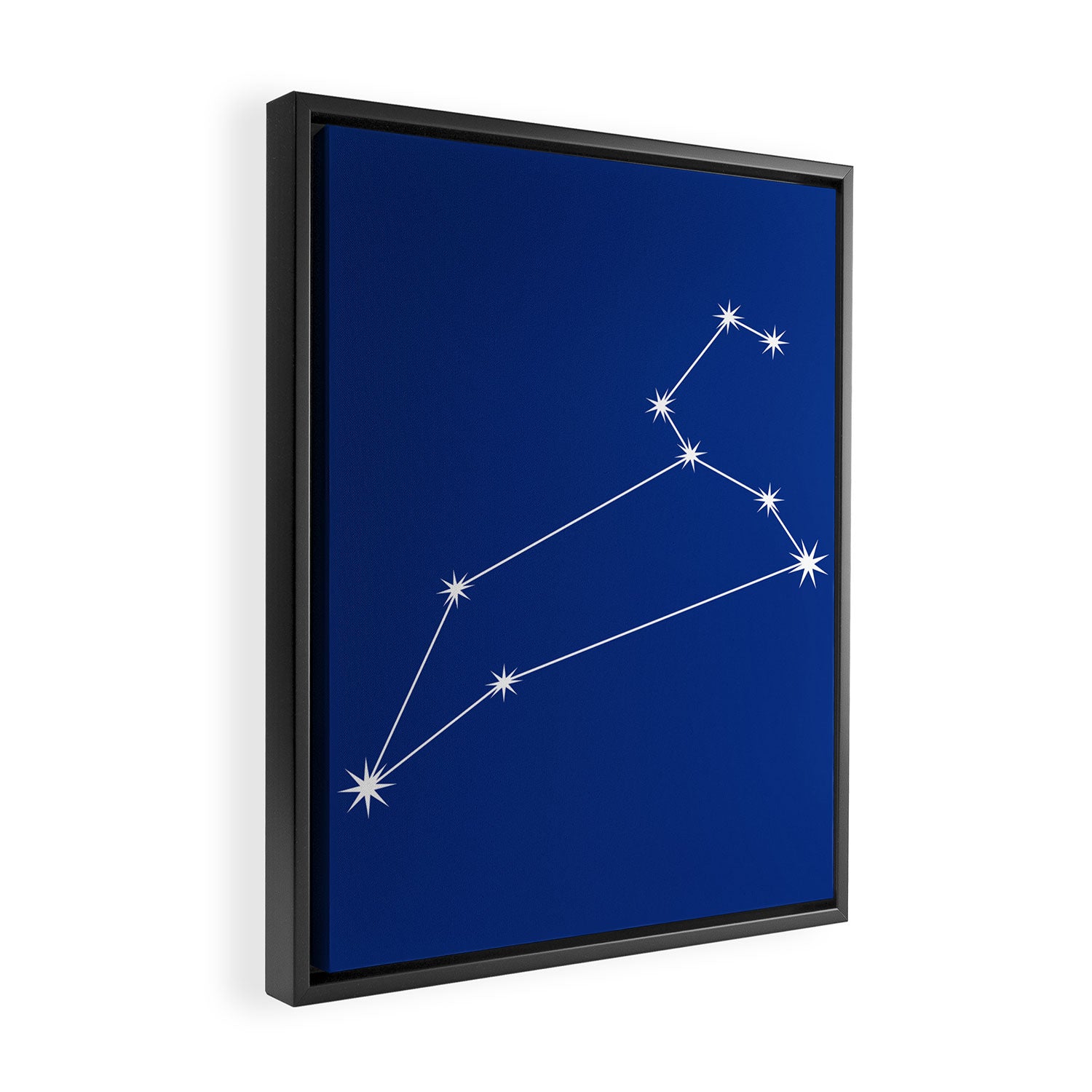 Leo Zodiac Star Constellation Line Art Dark Blue Framed Canvas Print Gallery Image 2