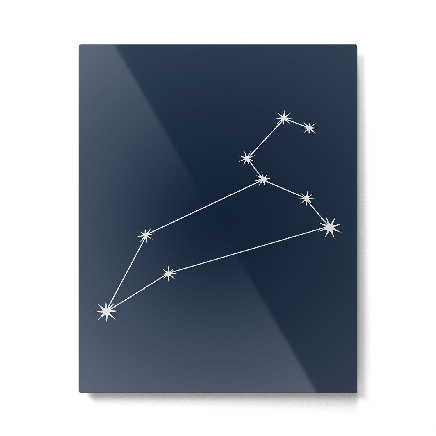 Leo Zodiac Star Constellation Line Art Dark Blue Metal Print Gallery Image 6