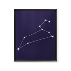 Leo Zodiac Star Constellation Line Art Dark Purple Framed Canvas Print Gallery Image 8