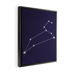 Leo Zodiac Star Constellation Line Art Dark Purple Framed Canvas Print Gallery Image 2