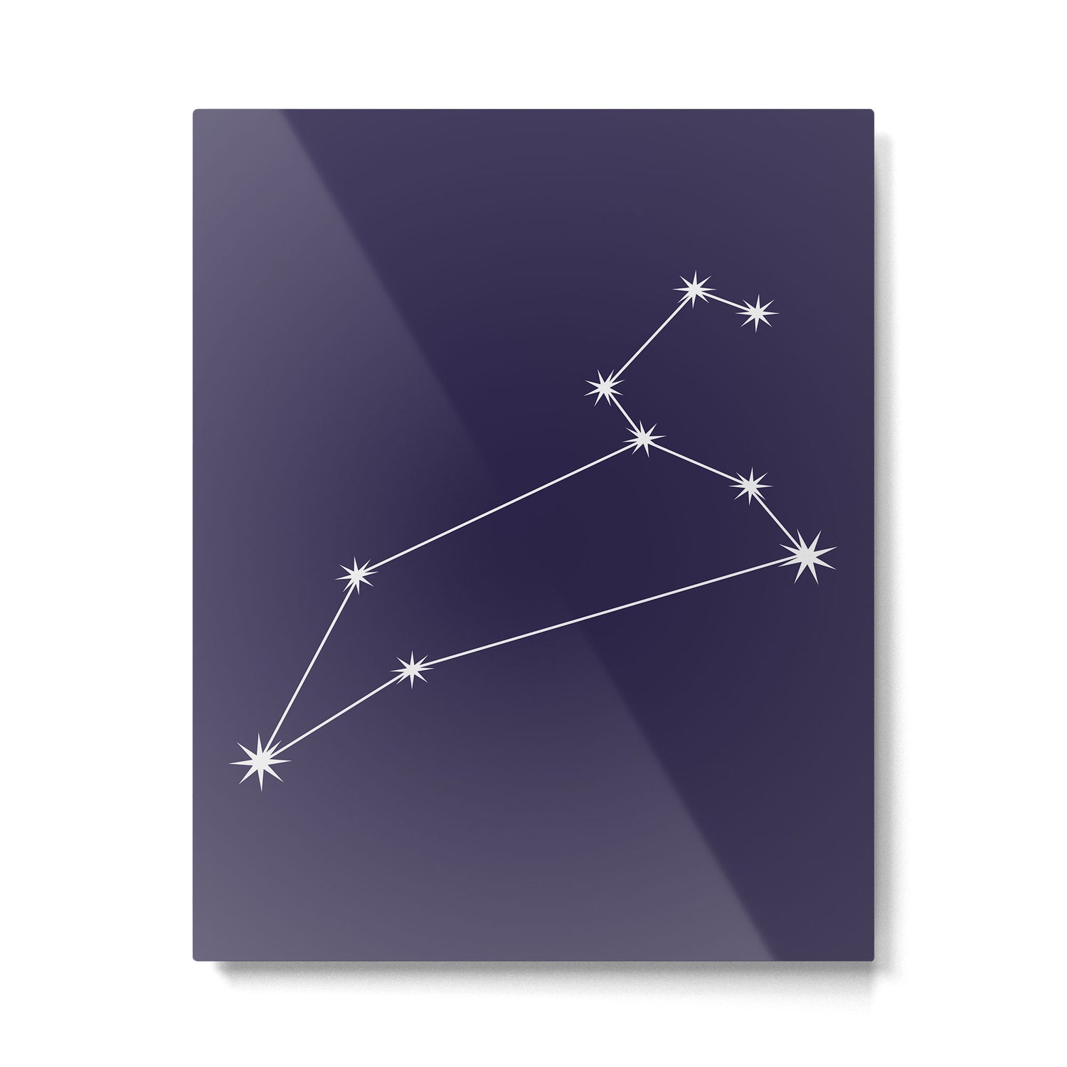 Leo Zodiac Star Constellation Line Art Dark Purple Metal Print Gallery Image 6
