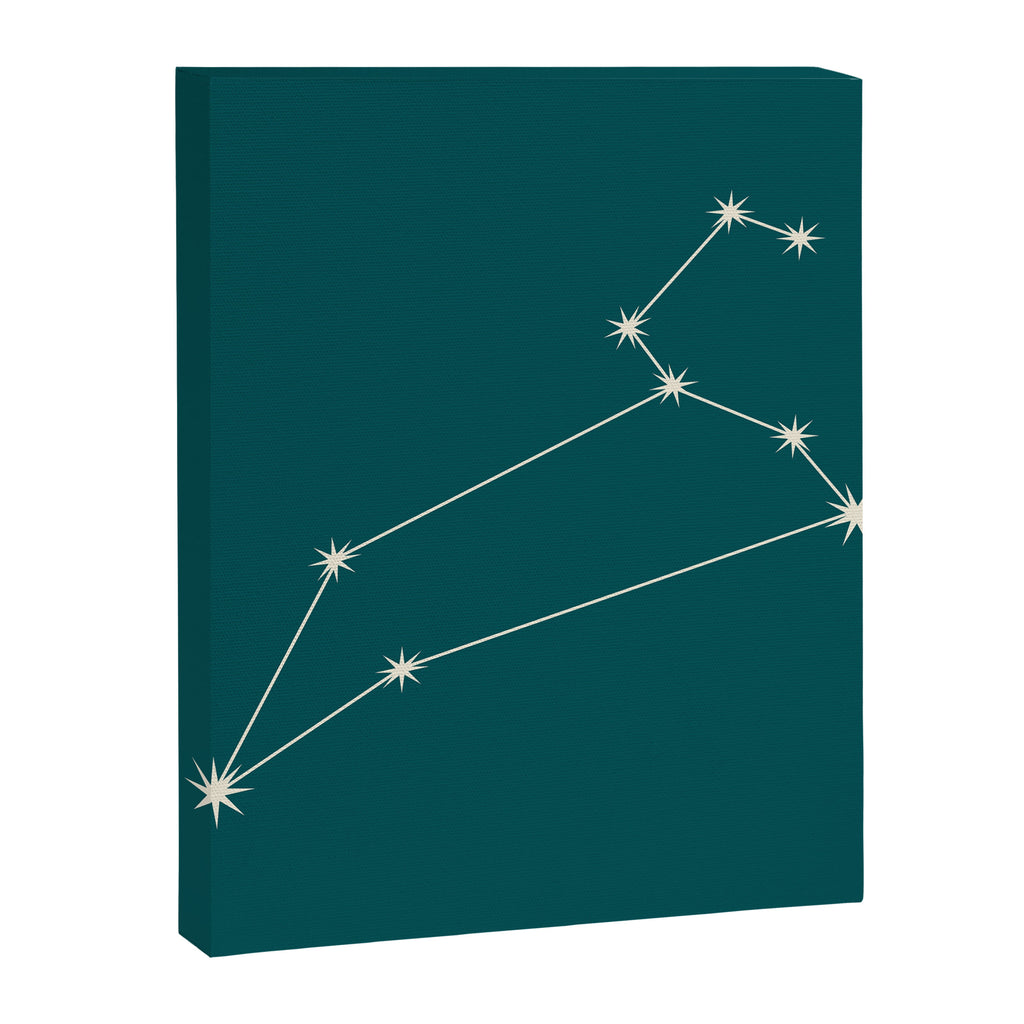 Leo Zodiac Star Constellation Line Art Deep Teal Canvas Print Gallery Image 8