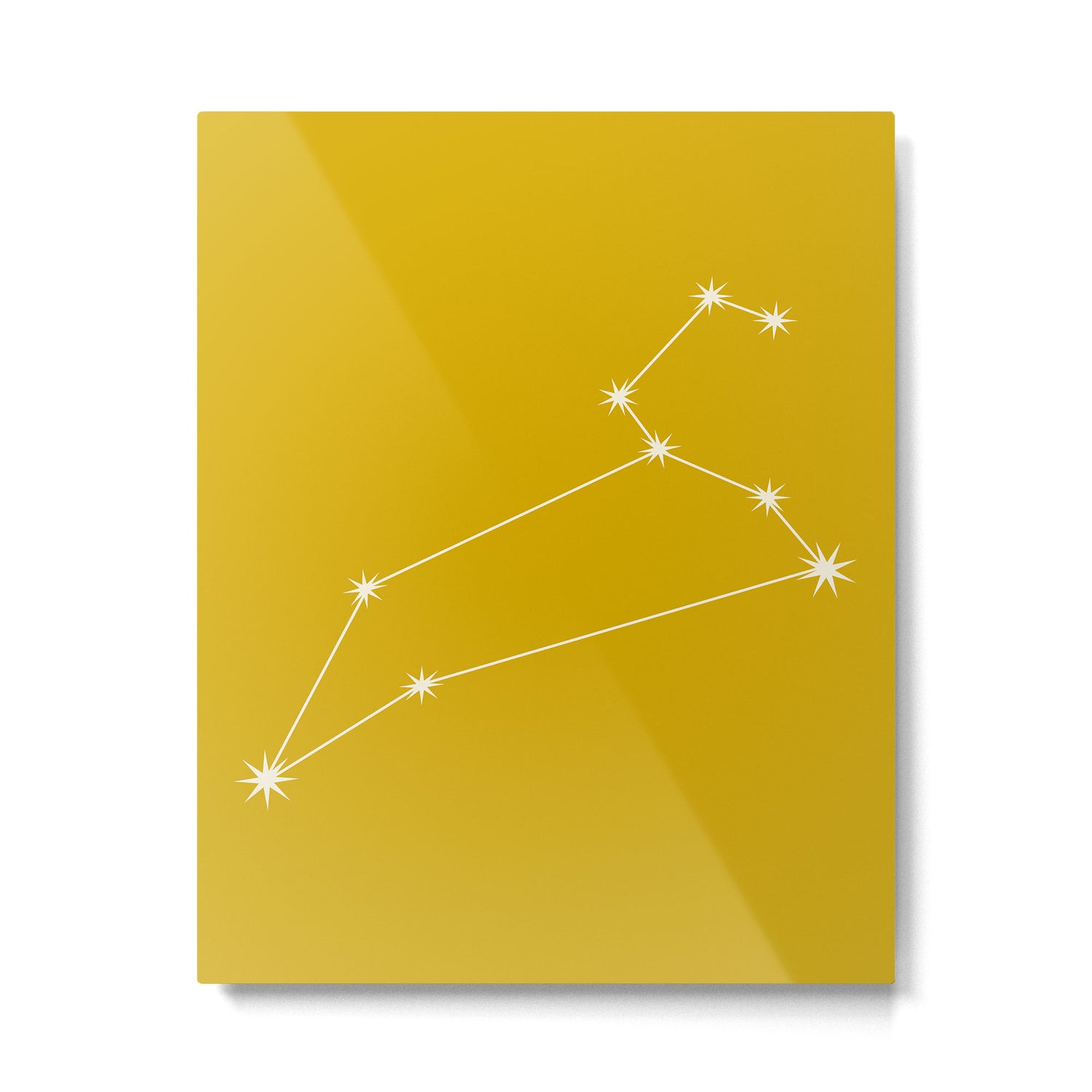 Leo Zodiac Star Constellation Line Art Golden Yellow Metal Print Gallery Image 6