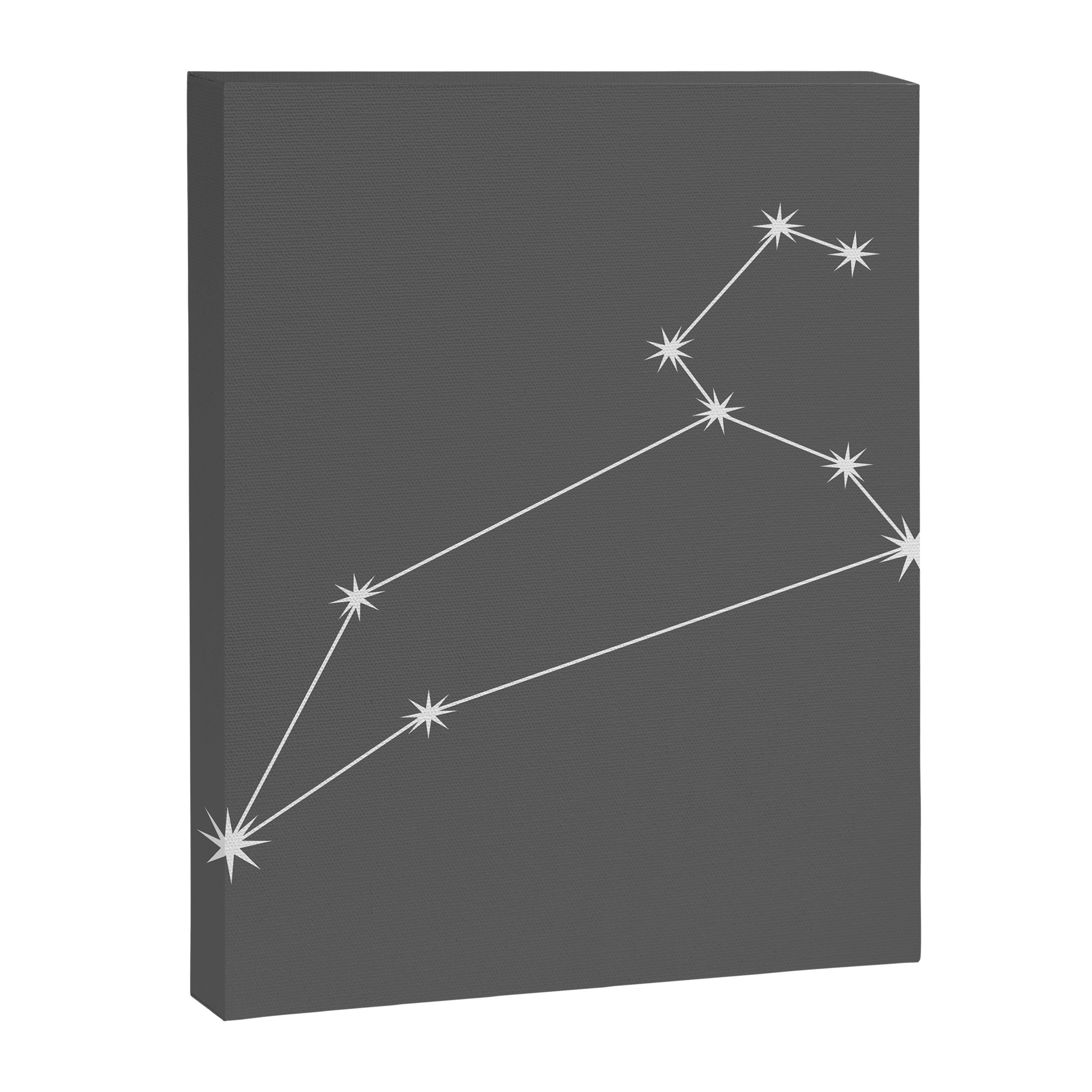 Leo Zodiac Star Constellation Line Art Grey Canvas Print Gallery Image 8