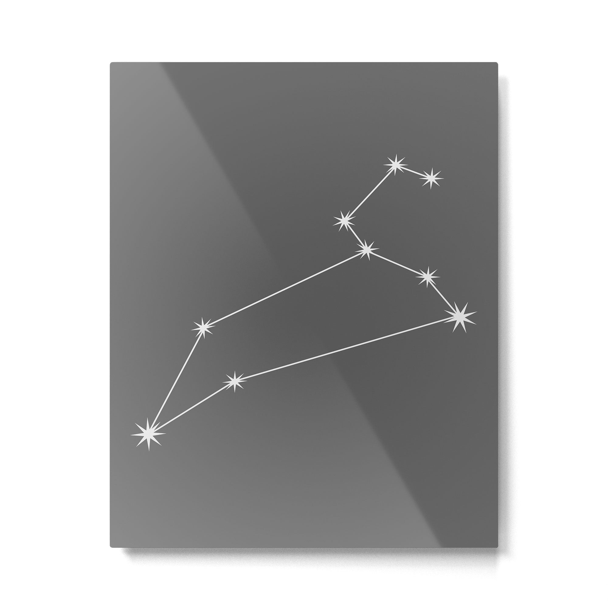 Leo Zodiac Star Constellation Line Art Grey Metal Print Gallery Image 6