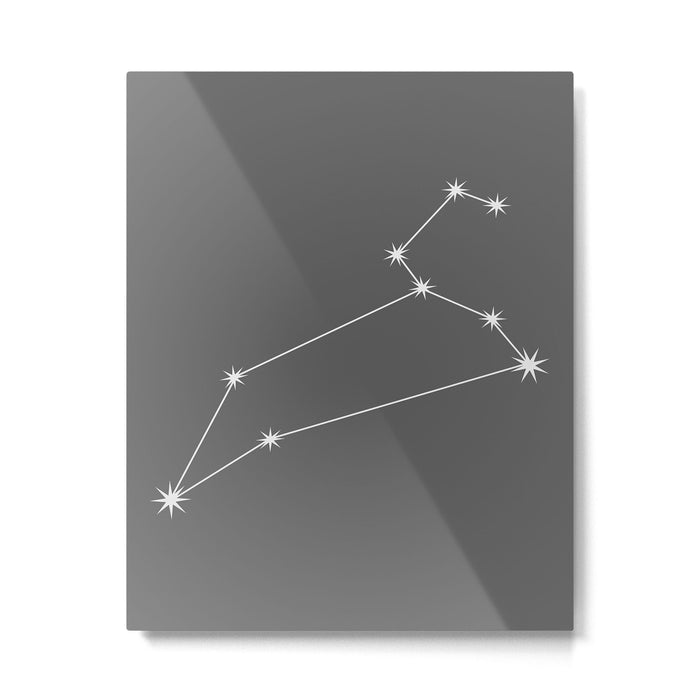 Leo Zodiac Star Constellation Line Art Grey Metal Print Gallery Image 1