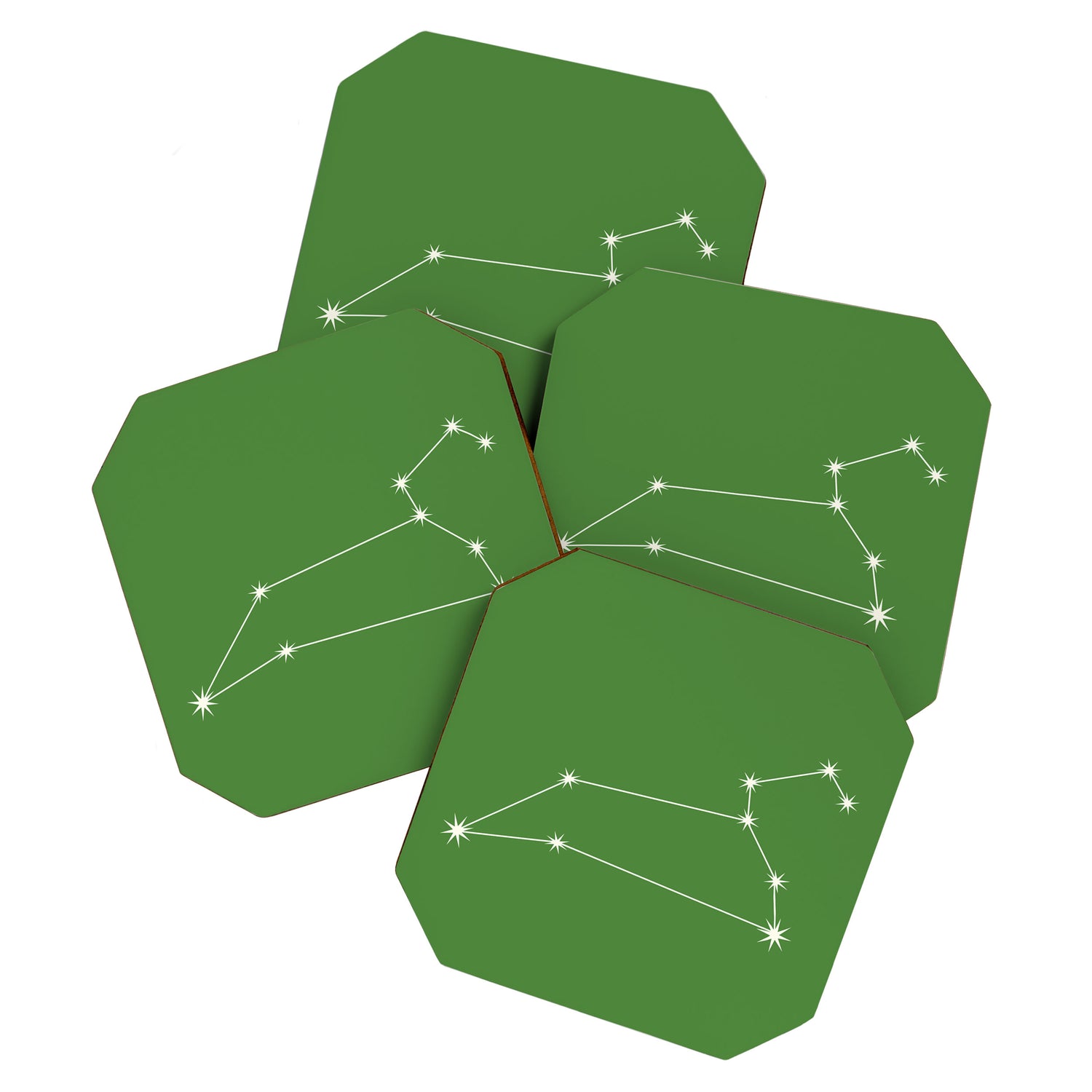 Leo Zodiac Star Constellation Line Art Kelly Green Coaster Gallery Image 1