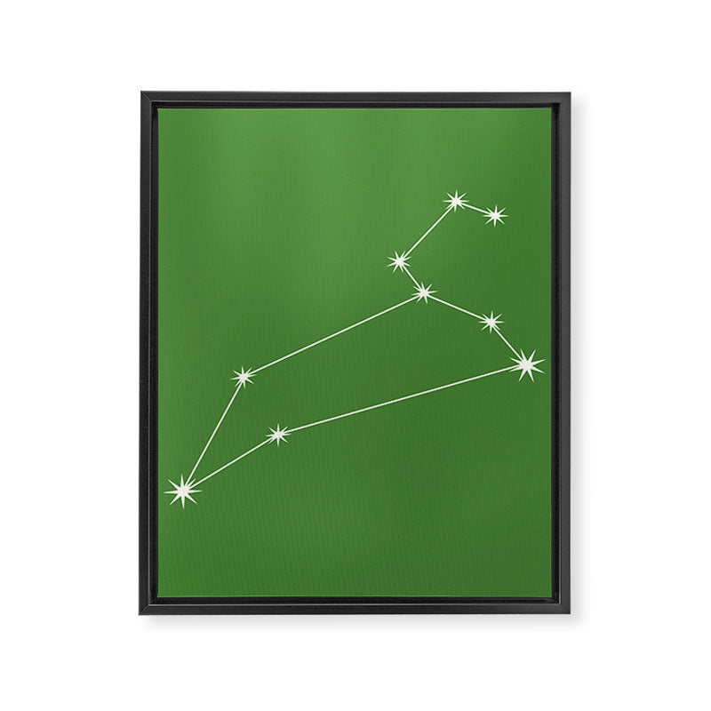 Leo Zodiac Star Constellation Line Art Kelly Green Framed Canvas Print Gallery Image 8