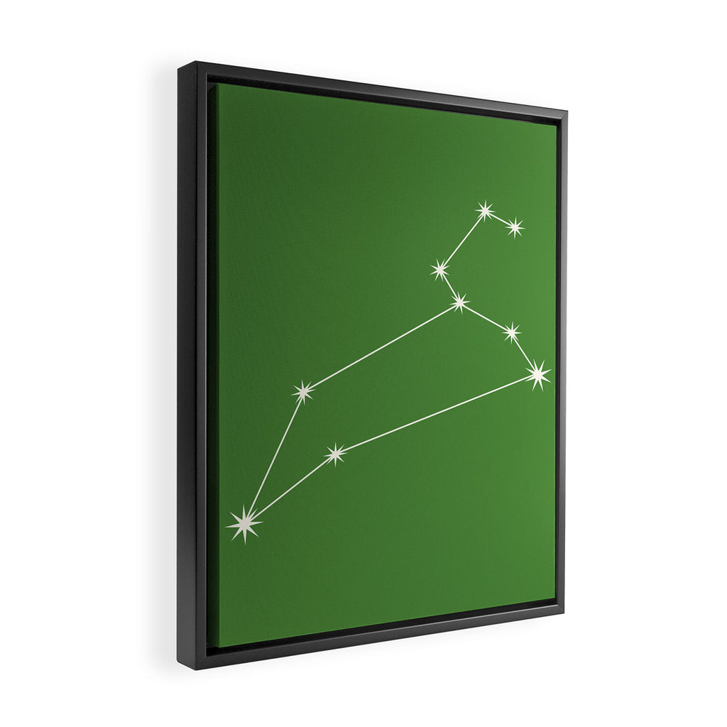 Leo Zodiac Star Constellation Line Art Kelly Green Framed Canvas Print Gallery Image 2