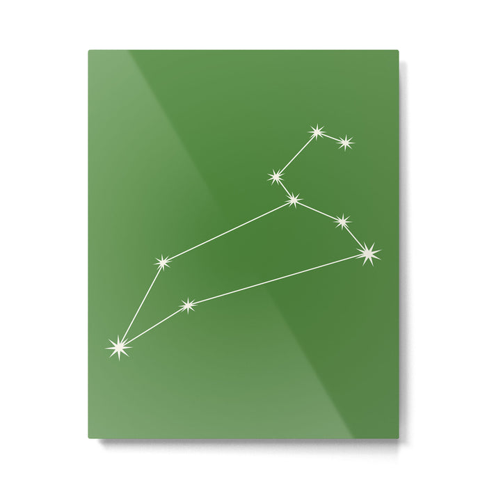 Leo Zodiac Star Constellation Line Art Kelly Green Metal Print Gallery Image 1